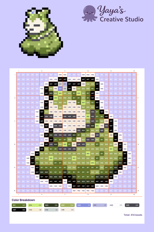 Mosslax Fuse Beads Pattern | Pokémon Pokopia Snorlax Pixel Art