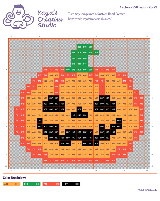 Modèle perles à repasser citrouille d'Halloween, grille 25 × 23, 4 couleurs