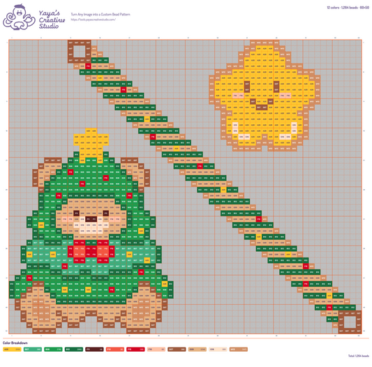 Modèle perles à repasser ourson en costume de sapin avec étoile et sucre d'orge, grille 60 × 50, 12 couleurs