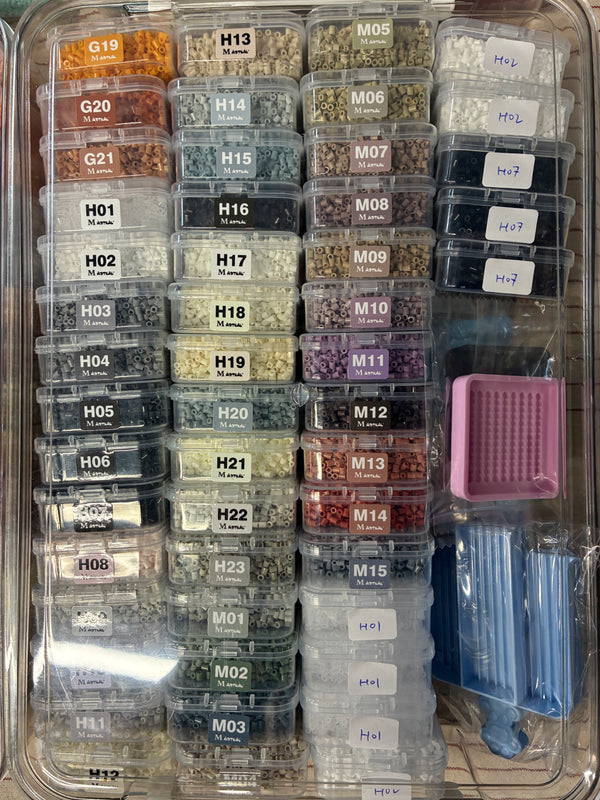 Coffret intégral de perles à repasser 2,6 mm en boîtes – 221 couleurs MARD + 11 outils